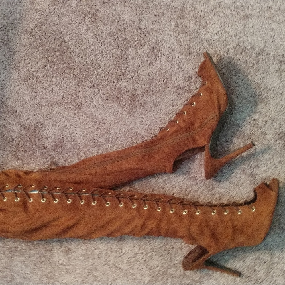 Thigh High Open Toe Boots